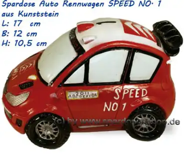 Spardose Auto Rennwagen SPEED NO. 1 Kunststein E