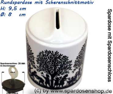 Spardose Rundspardose Scherenschnitt F