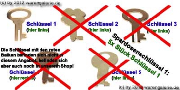 5x Stück Spardosenschluessel 1