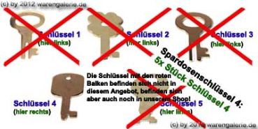 5x Stück Spardosenschlüssel Nr. 4 neu