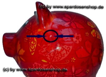 Preview: Sparschwein Dekor Schmetterling dunkelrot Keramik Sonderverkauf 124a B