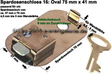 Spardosenschloss 16: Oval 75mm