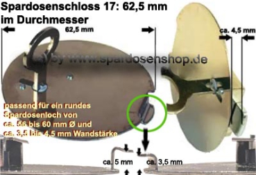 Preview: Spardosenschloss 17: 62,5 mm 1 Stück Maße: Ø= 62,5 mm