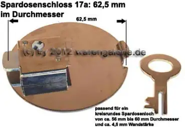 Spardosenschloss 17a: 62,5mm