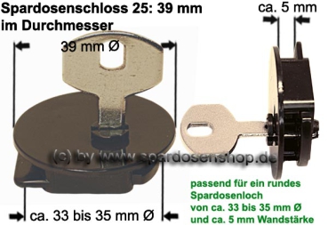 Spardosenschloss 25 Gesamt 39 mm ABS