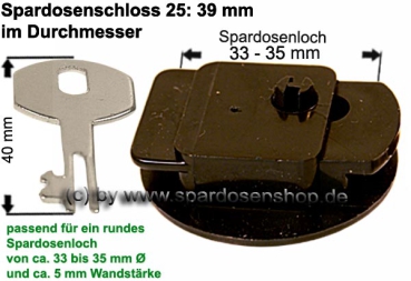 Preview: Spardosenschloss 25 Unterseite 39 mm ABS