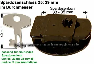 Spardosenschloss 25 Unterseite 39 mm ABS