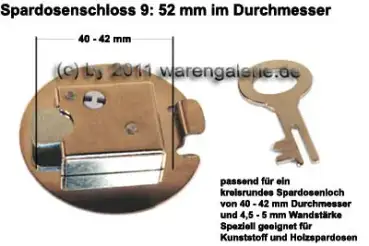 Spardosenschloss 9: 52mm