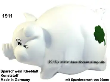 Sparschwein mit Kleeblatt Variante weiß A