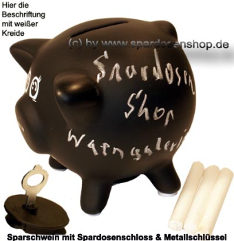 Preview: Sparschwein mit Tafellack klein "Dekor Uni schwarz" Keramik Maße ca.: L= 12 cm Preview: Sparschwein mit Tafellack klein B