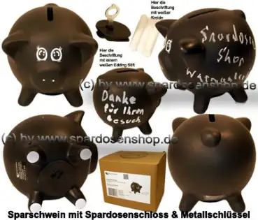 Sparschwein mit Tafellack klein Gesamt