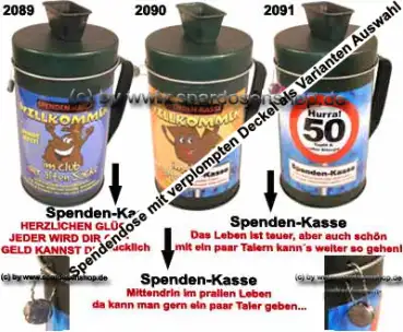 Spendenbox mit verplompten Deckel Aufkleber Gesamt