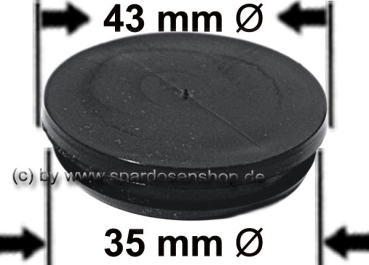 Preview: Spardosenstopfen hard schwarz Oberseite