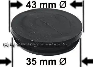 Spardosenstopfen hard schwarz Oberseite