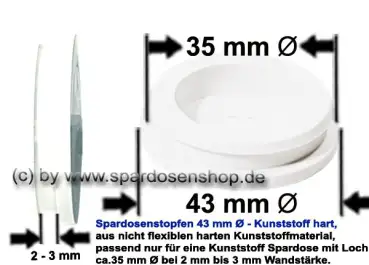 Spardosenstopfen hard weiss Unterseite