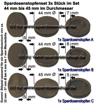 Spardosenstopfen 44mm Rund im Set B