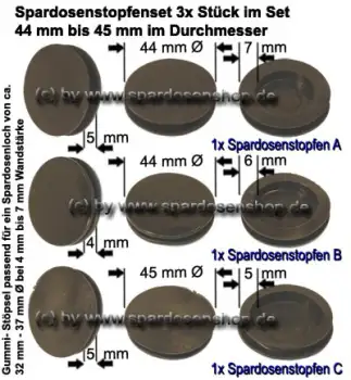 Spardosenstopfen 44mm Rund im Set B