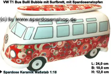Spardose Auto VW T1 Samba Bus Bulli Bubble mit Surfbrett A