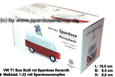 VW Original Bulli T1 Bus Keramik Spardose 211087709B 2K2