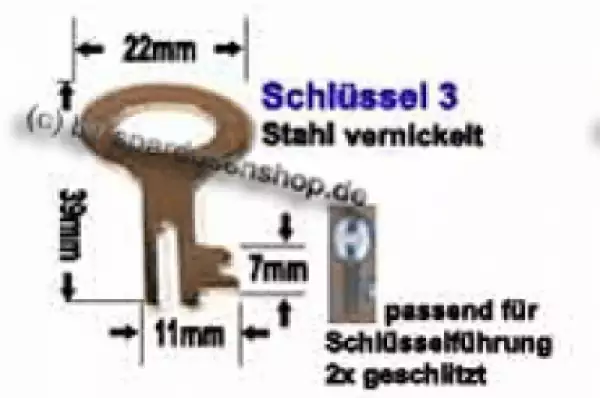 Spardosenschloss 4: 39mm Schlüssel passend Nr. 3