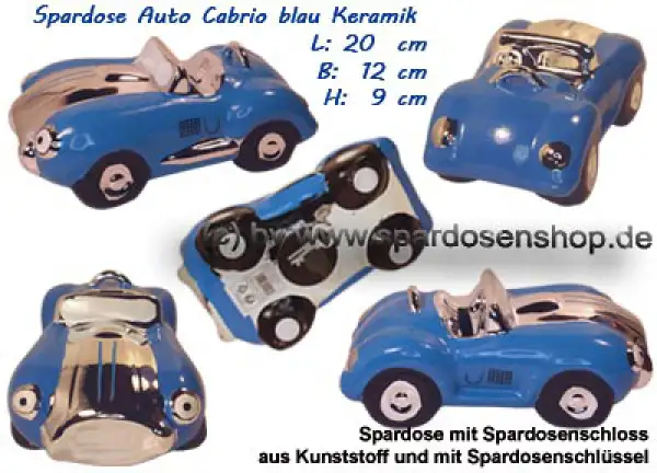 Spardose Auto Cabrio blau/chrom Gesamt Spardose Auto Cabrio blau/chrom Gesamt