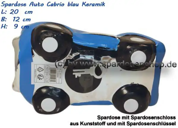 Spardose Auto Cabrio blau/chrom E Spardose Auto Cabrio blau/chrom E