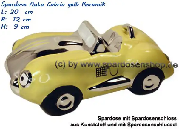 Spardose Auto Cabrio gelb/chrom A Spardose Auto Cabrio gelb/chrom A