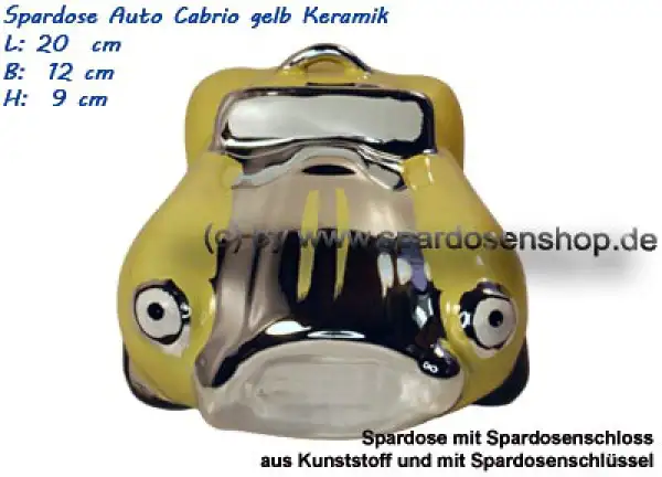 Spardose Auto Cabrio gelb/chrom B Spardose Auto Cabrio gelb/chrom B