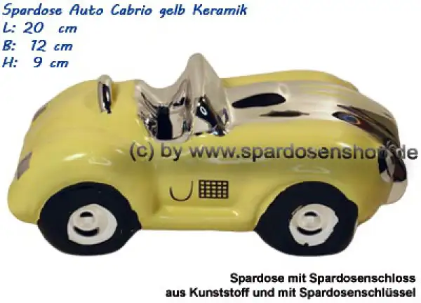 Spardose Auto Cabrio gelb/chrom C Spardose Auto Cabrio gelb/chrom C
