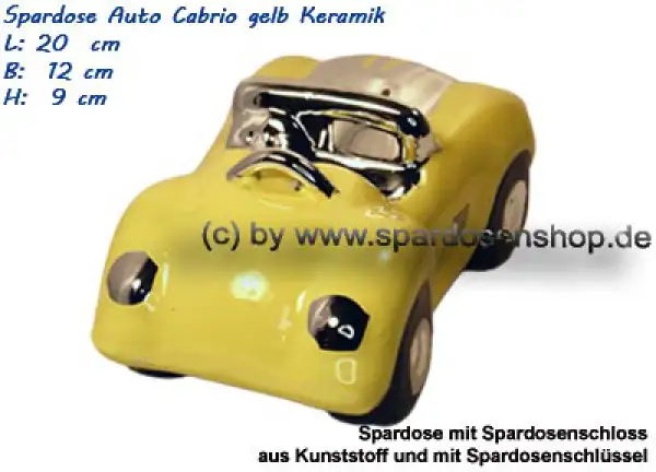 Spardose Auto Cabrio gelb/chrom D Spardose Auto Cabrio gelb/chrom D