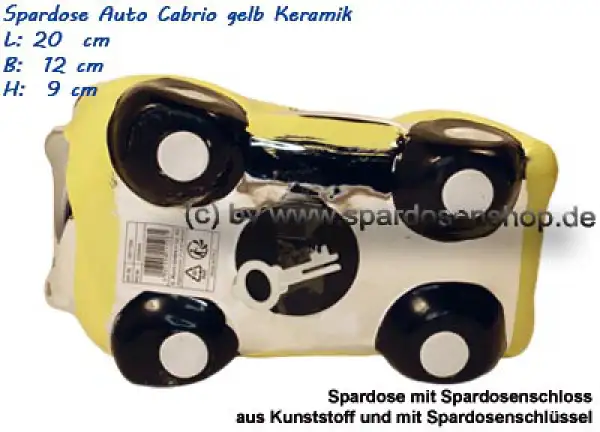 Spardose Auto Cabrio gelb/chrom E Spardose Auto Cabrio gelb/chrom E
