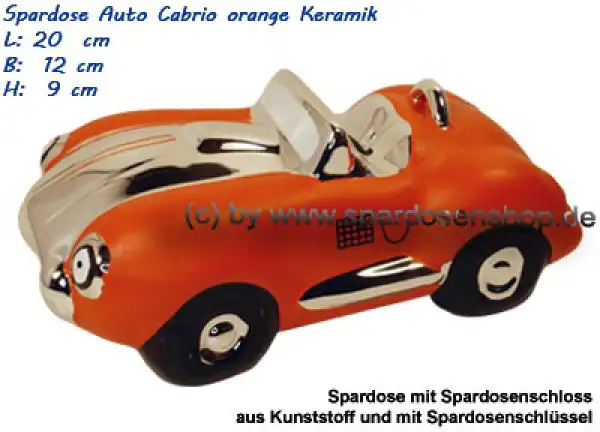 Spardose Auto Cabrio orange/chrom A Spardose Auto Cabrio orange/chrom A