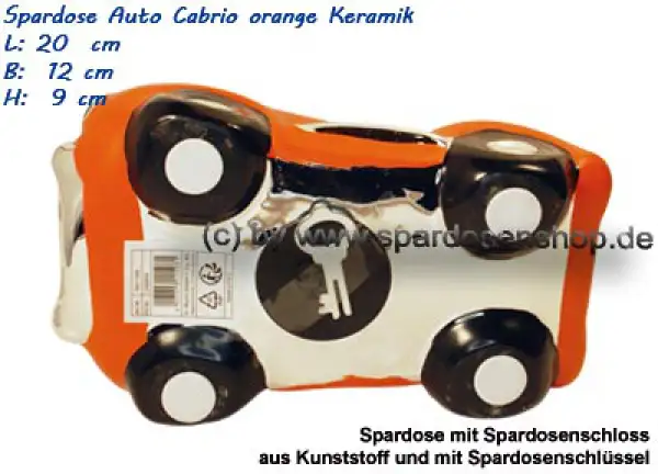 Spardose Auto Cabrio orange/chrom E Spardose Auto Cabrio orange/chrom E