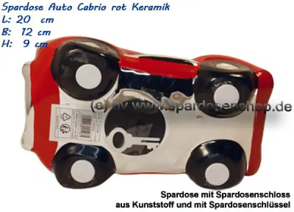 Spardose Auto Cabrio rot/chrom E Spardose Auto Cabrio rot/chrom E