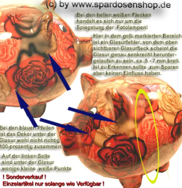 Sparschwein Blumendekor Keramik extra Groß Sonderv. 89c B Sparschwein Blumendekor Keramik extra Groß Sonderv. 89c B