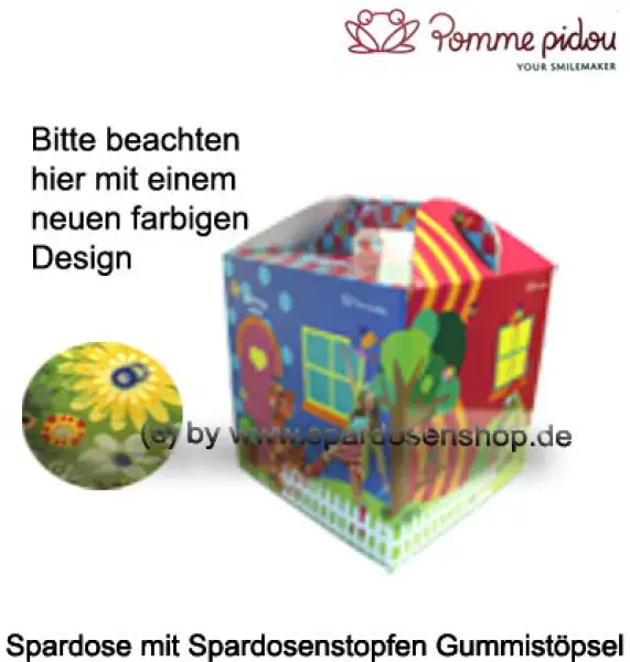 Spardose Spartier Pomme Pidou Hund Bommer grün Blüten Geschenkkarton Spardose Spartier Pomme Pidou Hund Bommer grün Blüten Geschenkkarton