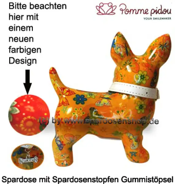 Spardose Spartier Pomme Pidou Hund Bommer orange Keramik C Spardose Spartier Pomme Pidou Hund Bommer orange Keramik C