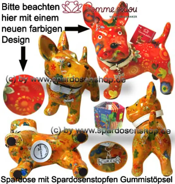 Spardose Spartier Pomme Pidou Hund Bommer orange Keramik Gesamt Spardose Spartier Pomme Pidou Hund Bommer orange Keramik Gesamt