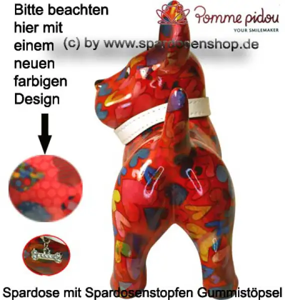 Spardose Spartier Pomme Pidou Hund Bommer rot Keramik D