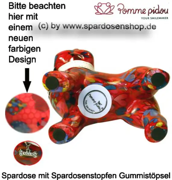 Spardose Spartier Pomme Pidou Hund Bommer rot Keramik E