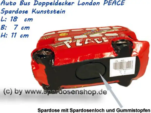 Spardose Auto Bus Doppeldecker London PEACE G