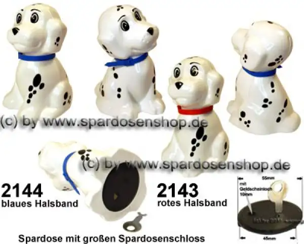 Hund Dalmatiner Spardose Farbvariante Gesamt B