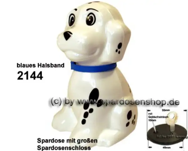 Hund Dalmatiner Spardose Farbvariante Halsband blau B