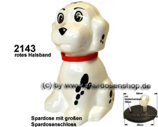 Hund Dalmatiner Spardose Farbvariante Halsband rot B