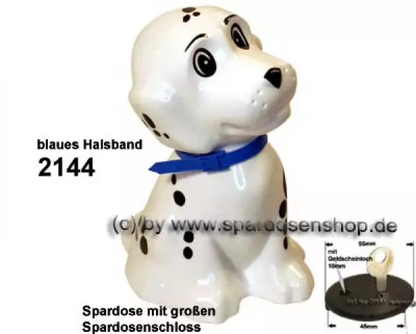 Hund Dalmatiner Spardose Farbvariante Halsband blau C