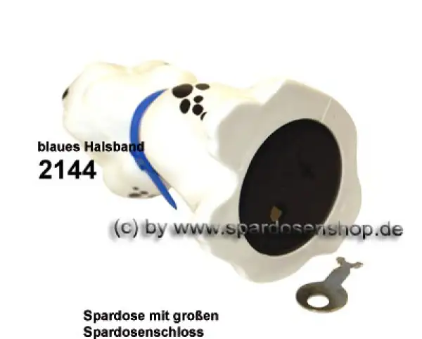 Hund Dalmatiner Spardose Farbvariante Halsband blau E