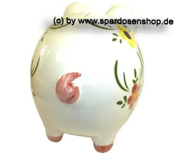 Sparschwein mit Dekor wählen 16 cm Blumen C