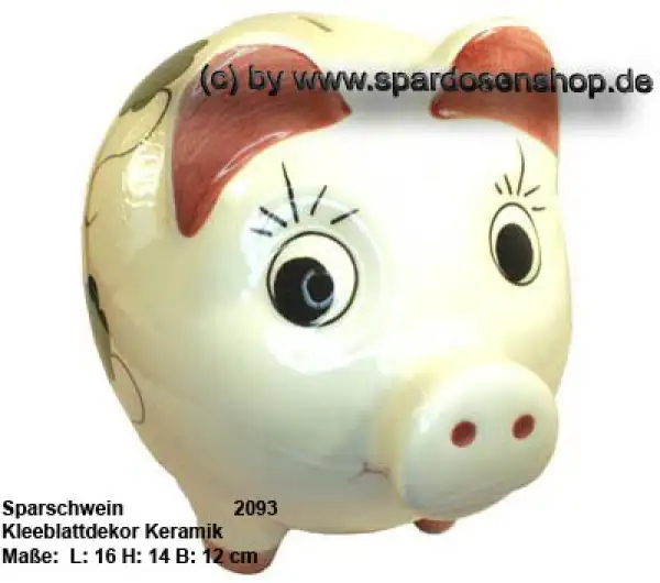 Sparschwein mit Dekor wählen 16 cm Kleeblatt B