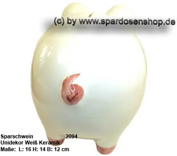 Sparschwein mit Dekor wählen 16 cm Unidekor weiß C