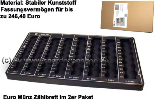 Spardose Euro-Münzbrett, 2er-Paket Zählbrett für das Euro Hartgeld C Spardose Euro-Münzbrett, 2er-Paket Zählbrett für das Euro Hartgeld C